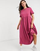 Urban Threads Midi Sweater Dress With Tiered Hem In Purple