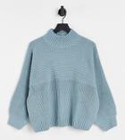 Threadbare Petite Veronica High Neck Sweater In Dusty Blue-blues