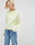 Asos Sweater With Mesh Overlay - Yellow