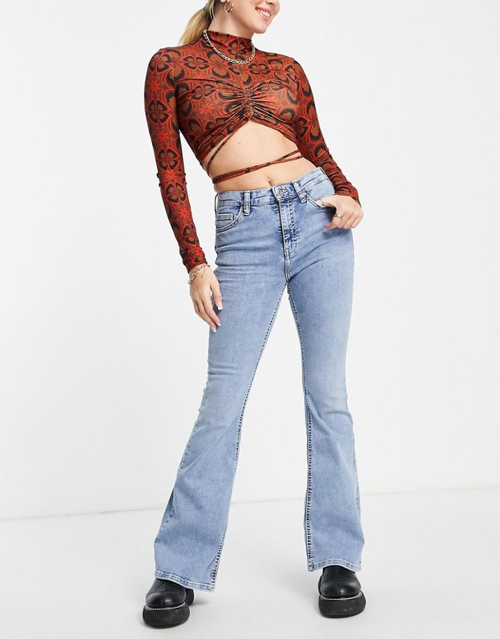 Topshop Jamie Flare Jeans In Bleach-blue