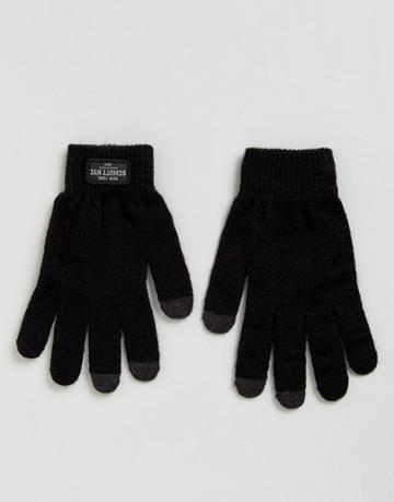 Schott Etip Knit Gloves In Black - Black