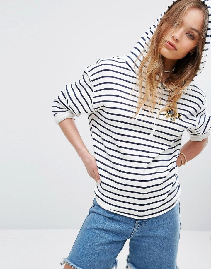 Rvca Relaxed Hoodie With Raw Hems In Stripe - Multi