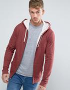Abercrombie & Fitch Zipthru Hoodie Duofold In Burgundy Marl - Red