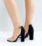Truffle Collection Wide Fit Clear Block Heeled Sandals - Black