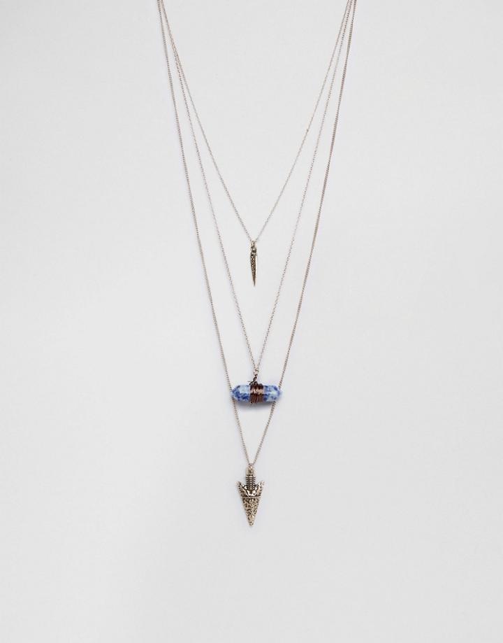 Ashiana Multi Layered Necklace With Stone Pendant