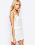 See U Soon Lace Up Dress With Embellished Trim Detail - Off White