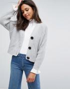 Evidnt Cropped Rib Boyfriend Cardigan - Gray