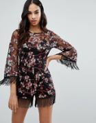 Missguided Premium Embroidered Romper - Black