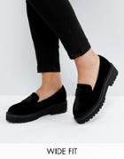 Asos Milkshake Wide Fit Chunky Flat Shoes - Black