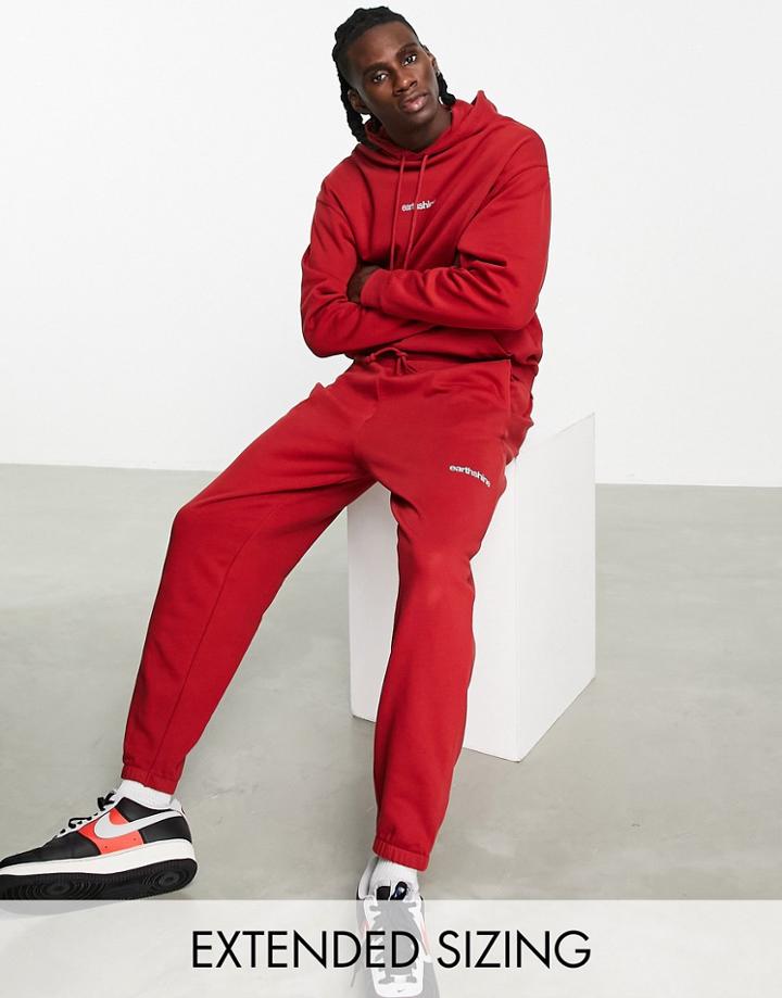 Asos Design Oversized Joggers In Burgundy With Text Print - Part Of A Set-red
