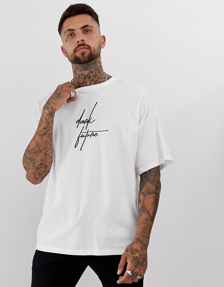 Asos Design Oversized White T-shirt With Dark Future Logo