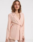 Asos Design Jersey Wrap Suit Blazer In Blush-pink