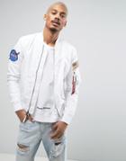 Alpha Industries Ma1tt Nasa Bomber Reversible Jacket Slim Fit In Stars And White - White