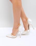 Be Mine Bridal Acacia Ivory Satin Faux Pearl Embellished Pumps - White
