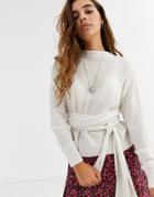 Allsaints Flora Sweater With Tie Waist-cream