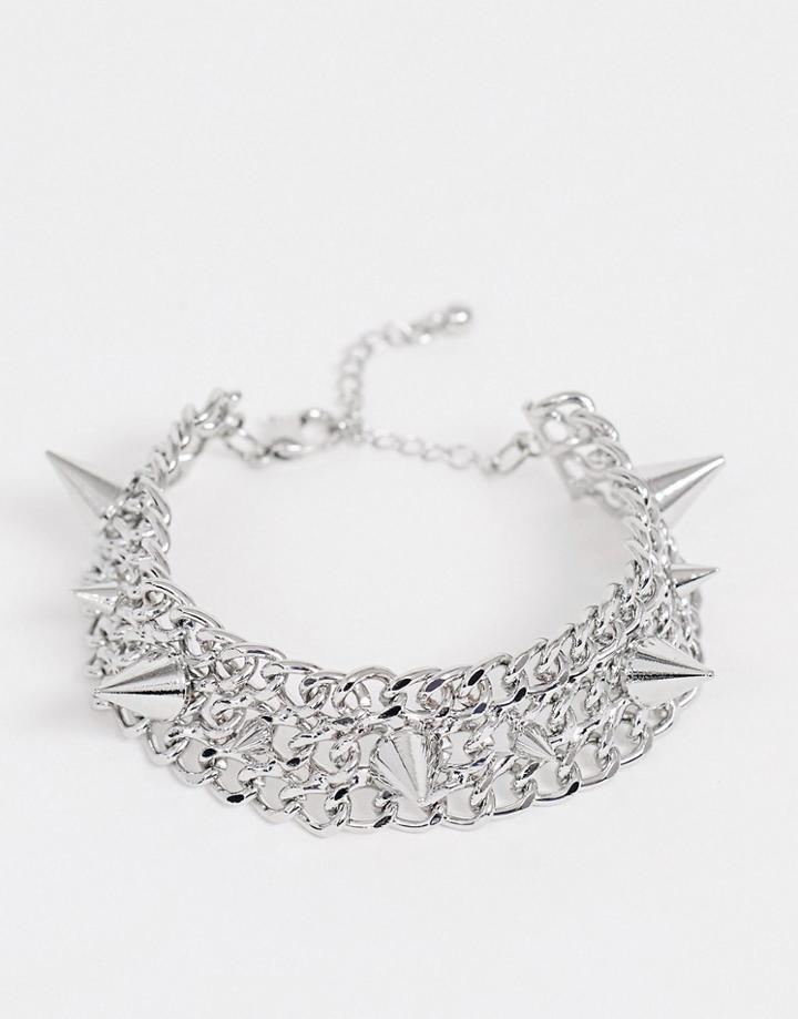 Designb Spike Chain Bracelet In Silver