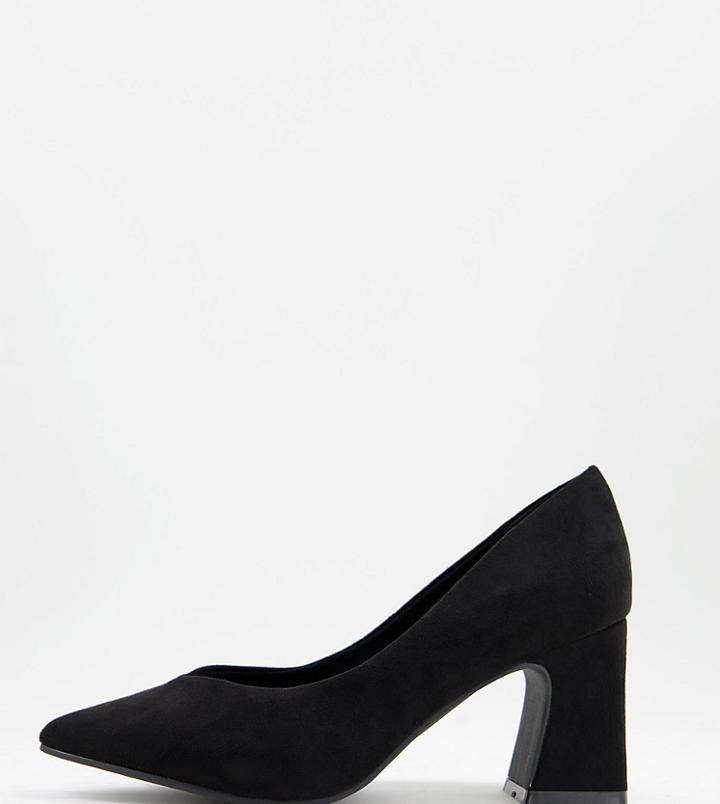 Simply Be Extra Wide Fit Isla Pointed Heeled Shoes In Black