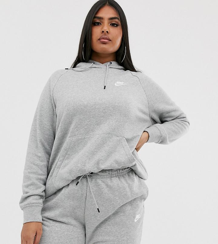 Nike Plus Essentials Fleece Hoodie In Gray-grey