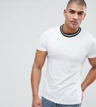 Asos Tall T-shirt With Contrast Tipping In Pique - White