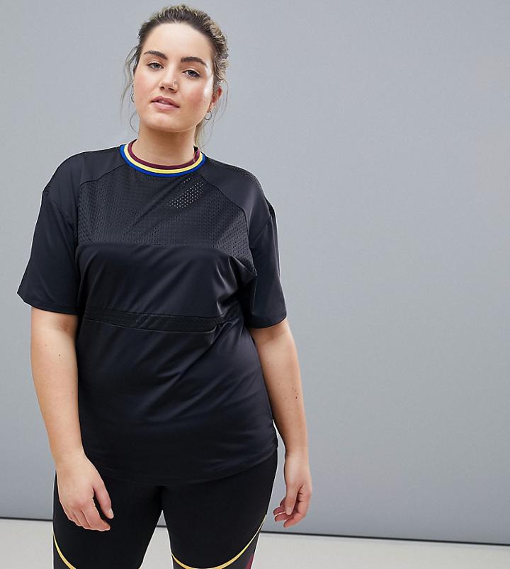 South Beach Plus Mesh Insert Gym T-shirt - Black