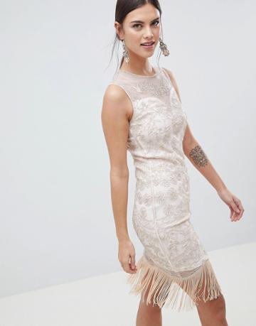 C By Cubic Sequin Fringe Midi Dress - Gold