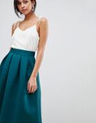 Asos Design Midi Prom Skirt In Scuba - Green