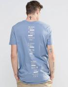 Asos Longline T-shirt With Spine Print In Blue - Washed Skylight