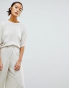 Adidas Originals Knit Crop Top With Sheer Three Stripe - Cream