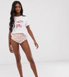 Asos Design Tall Exclusive Cutie Pie Pyjama Hot Pant Set-pink