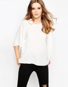 Asos Woven T-shirt With Kimono Sleeve - White
