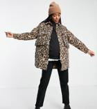 Urban Bliss Maternity Oversized Jacket In Leopard Print-brown