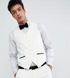 Heart & Dagger Tuxedo Skinny Vest In Satin - White
