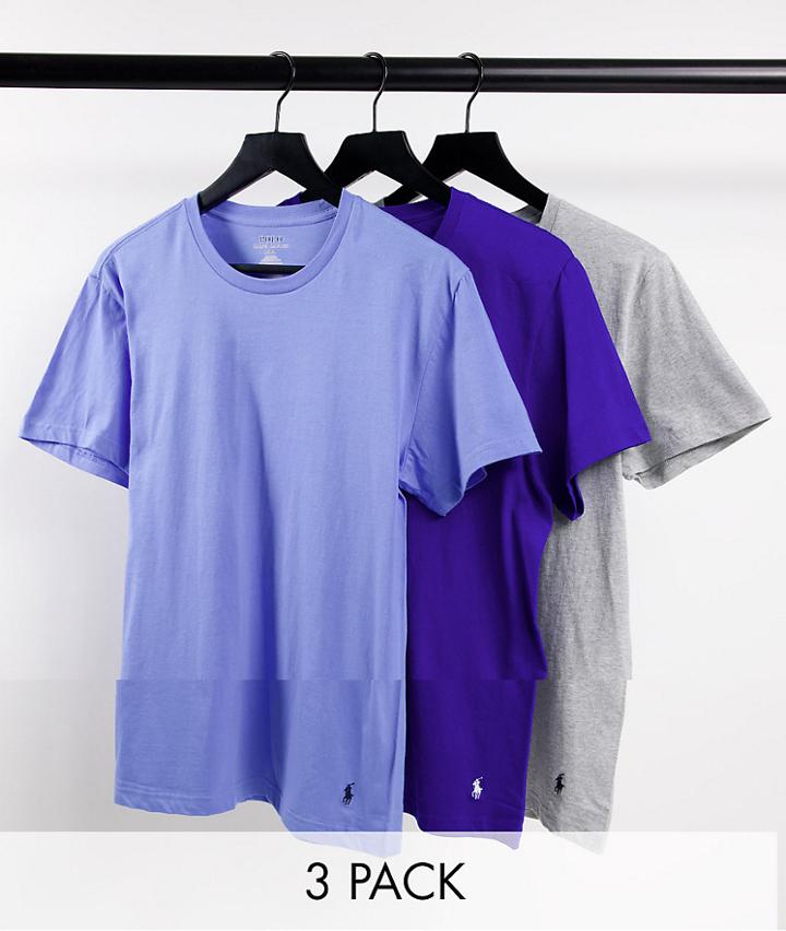 Polo Ralph Lauren 3 Pack Classic Fit T-shirt With Pony Logo In Blue/navy/gray-blues