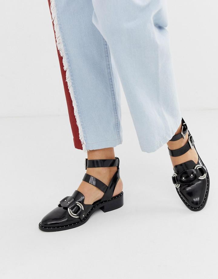 Asos Design Merry Cut Out Flat Shoes - Black