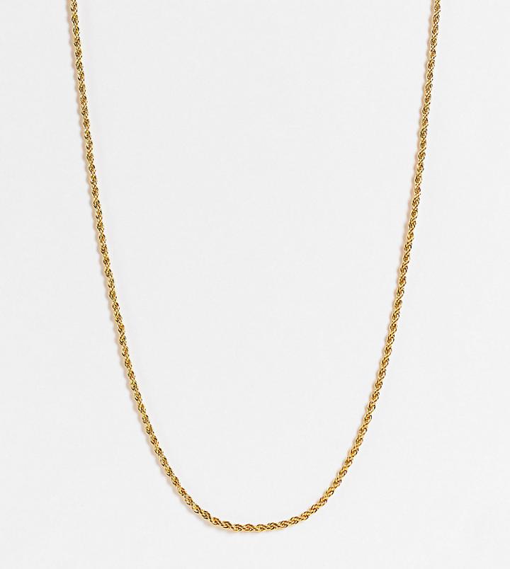 Asos Design Curve 14k Gold Plated Necklace In Mini Rope Chain