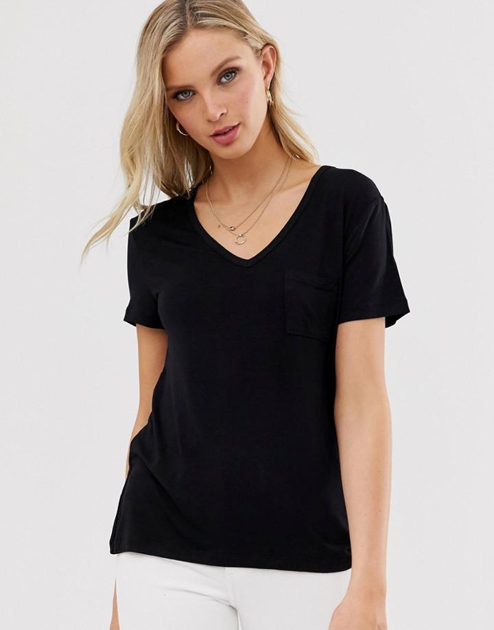 Warehouse V Neck Tee In Black - Black