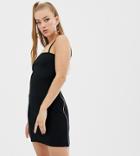 Collusion Ribbed Bodycon Cami Dress With Side Zip - Black