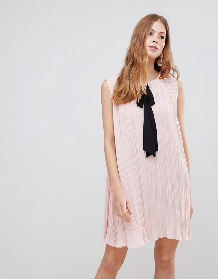 Vila Contrast Bow Dress - Pink