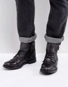 Steve Madden Galvaniz Leather Boots In Black - Gray