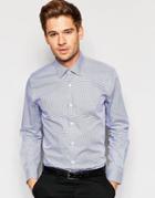Number Eight Savile Row Exclusive Ginghham Shirt With Point Collar In Skinny Fit - Blue