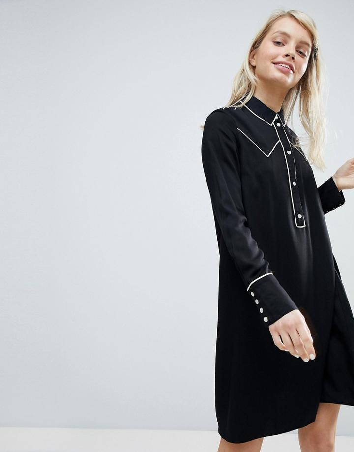 Monki Western Style Shirt Dress - Black