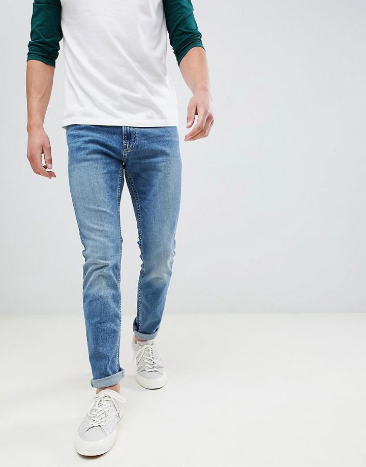 Hollister Skinny Stretch Jeans In Mid Wash - Blue