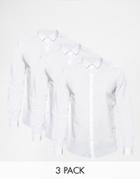 Asos Smart Shirt In White 3 Pack Save 17% - White