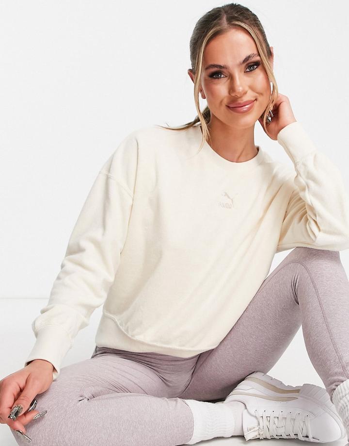 Puma Classics Terrycloth Sweatshirt In Off White