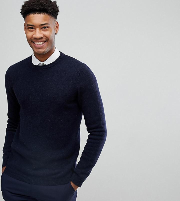 Asos Tall Lambswool Sweater In Navy - Navy