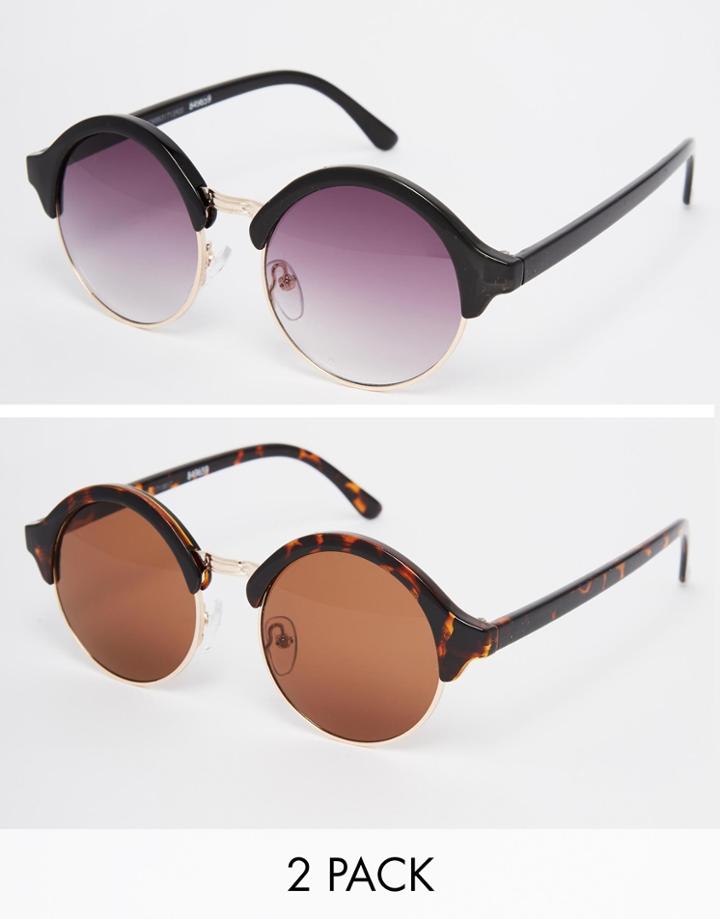 Asos 2 Pack Half Round Sunglasses - Multi