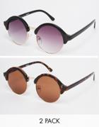 Asos 2 Pack Half Round Sunglasses - Multi