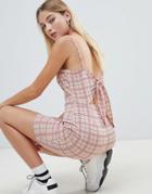 Daisy Street 90's Cami Dress In Check - Pink
