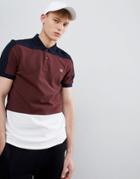 Fred Perry Panelled Pique Polo In Navy - Navy