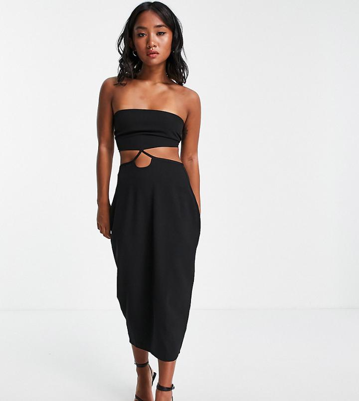 Vesper Petite Body-conscious Cut Out Bandeau Dress In Black-blues